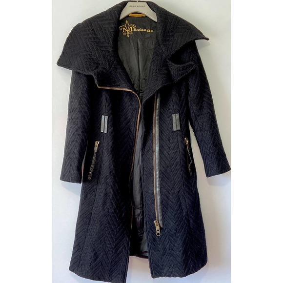 Mackage Jackets & Blazers - MACKAGE Trench Black Coat Virgin Wool NO BELT P/S